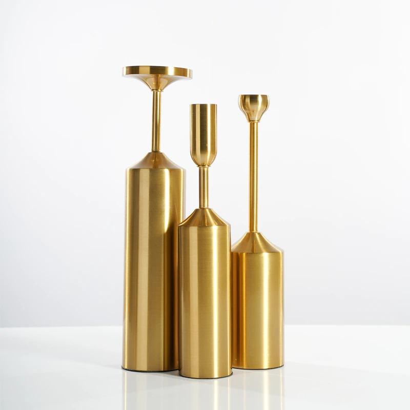 Trindale Golden Metal Candlestick Set