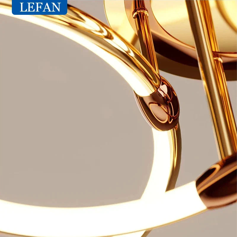 Modern minimalist led chandelier light luxury art gold circle