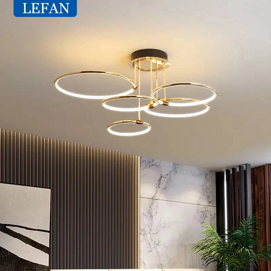 Modern minimalist led chandelier light luxury art gold circle