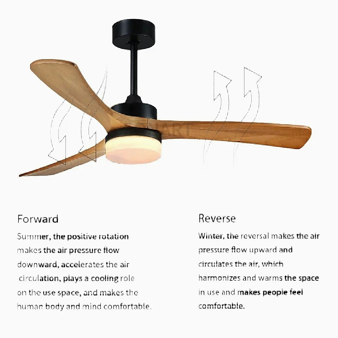 Barga | 60" European Styled Ceiling Fan with Lamp, Solid Wood and Remote Control