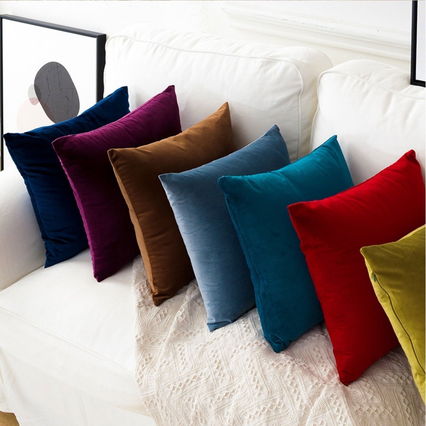 Square Velvet Cushion Cover - Nordic Side - 