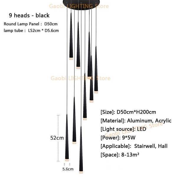 Wi - Conical Tube Black LED - Nordic Side - architecture, arcitecture, art, artist, ashley furniture near me, bobs furniture outlet, cheap furniture near me, city furniture near me, contempor