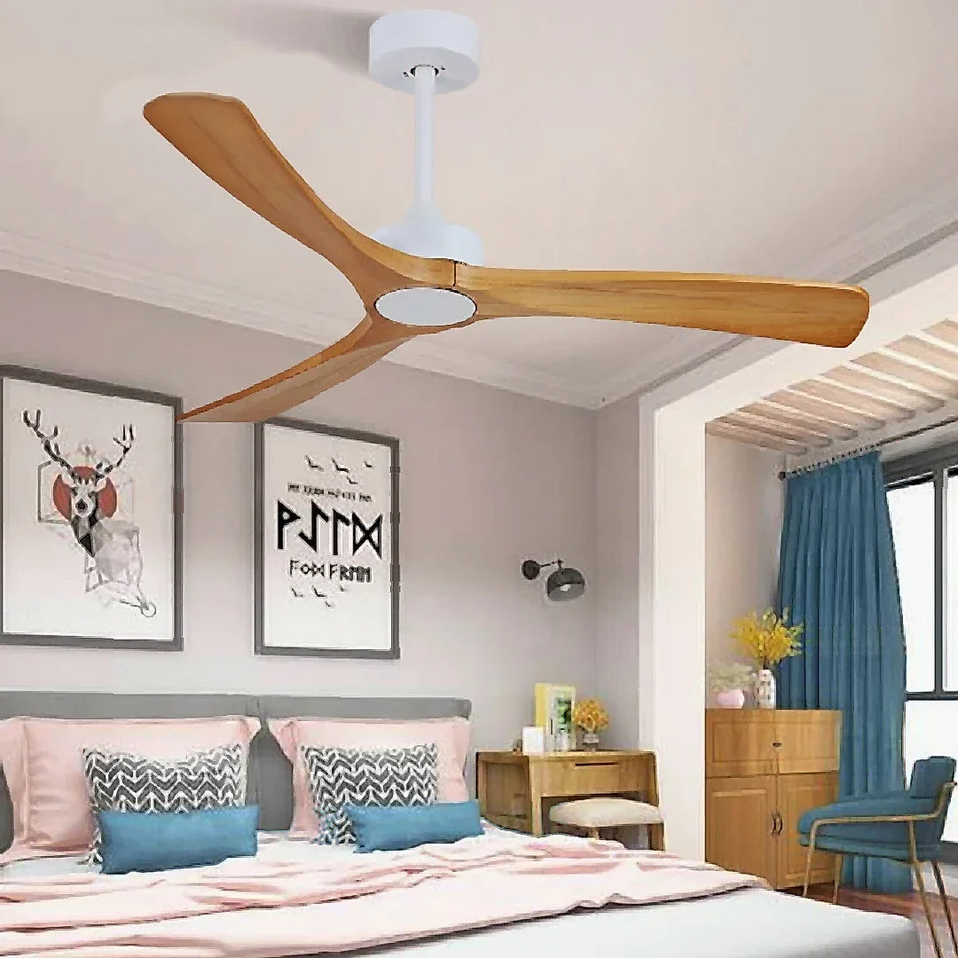 Barga | 60" European Styled Ceiling Fan with Lamp, Solid Wood and Remote Control