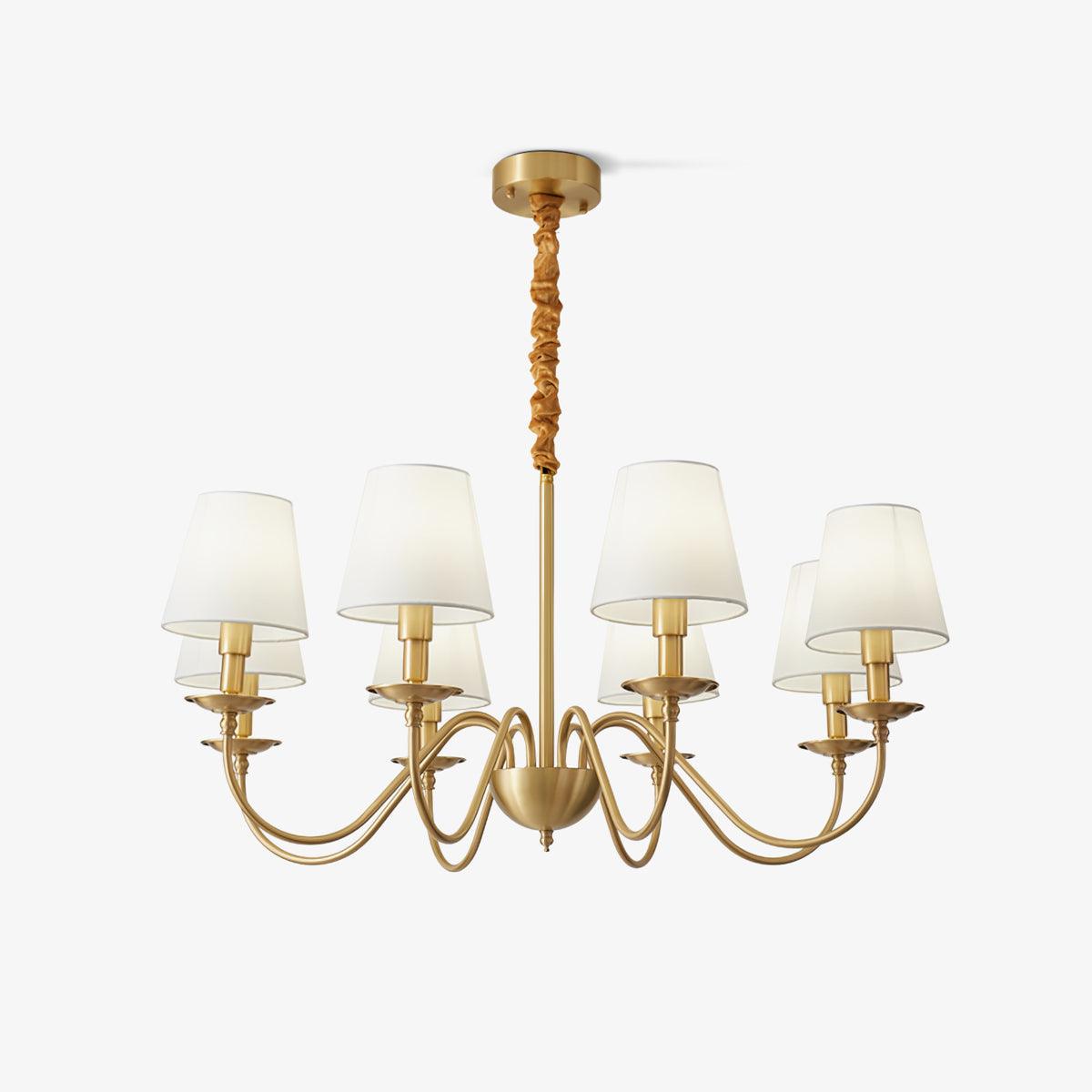 Tapered Fabric Brass Chandelier