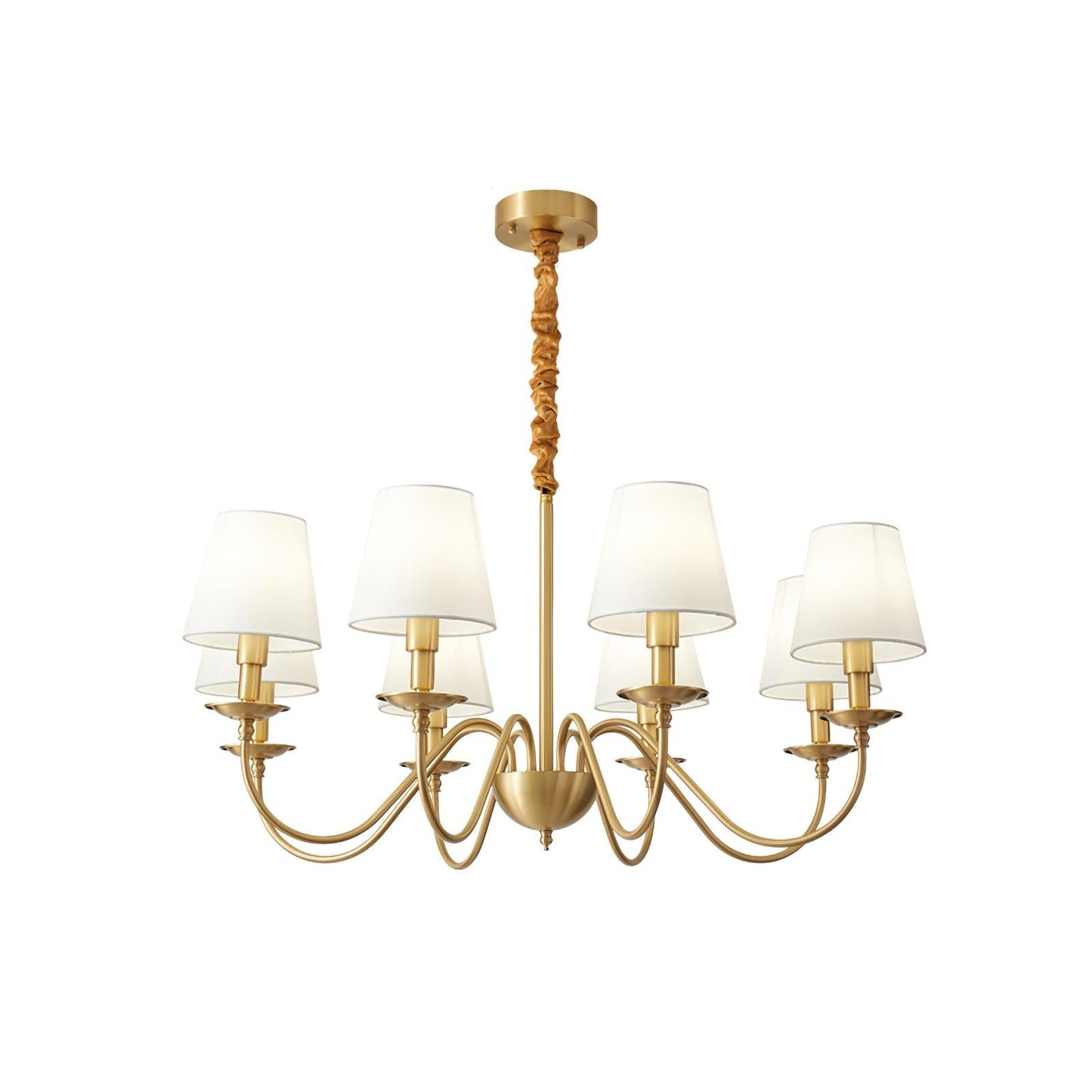 Tapered Fabric Brass Chandelier