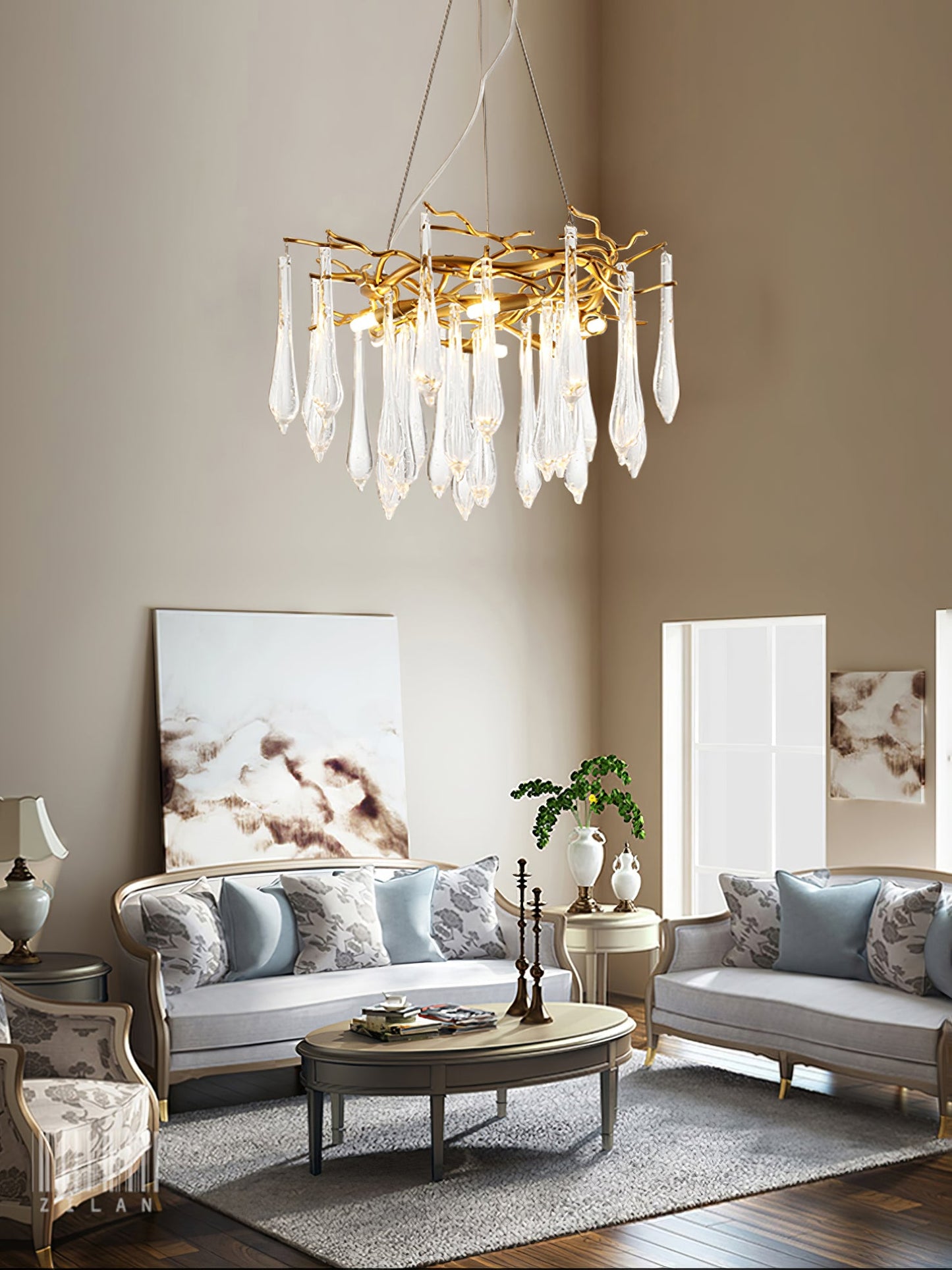 Teardrop Round Crystal Chandelier