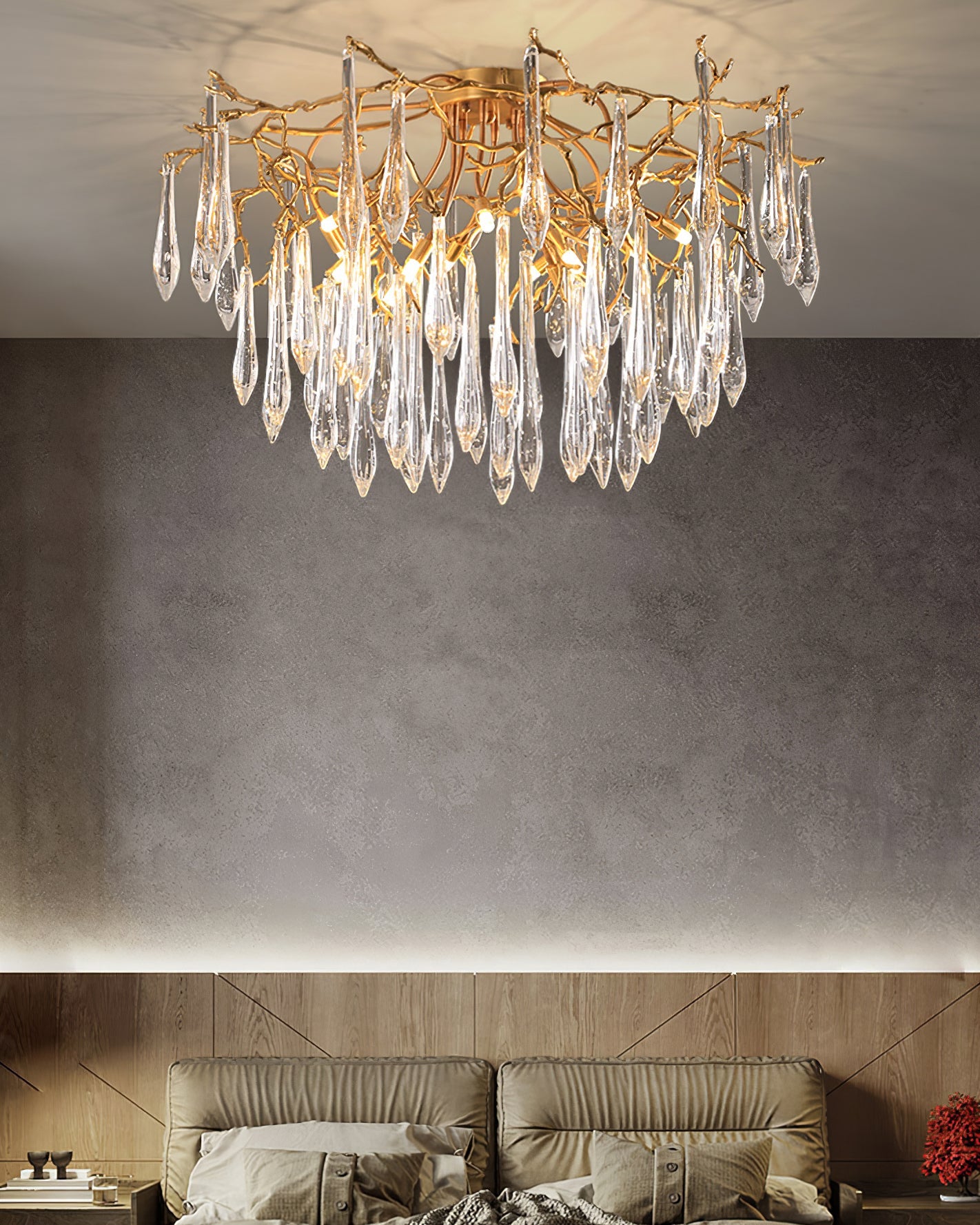 Teardrop Round Crystal Ceiling Lamp