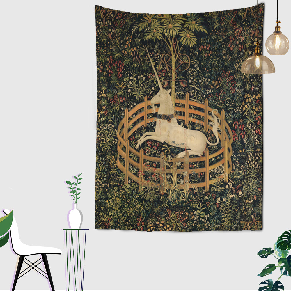 Unicorn In Garden Wall Tapestry