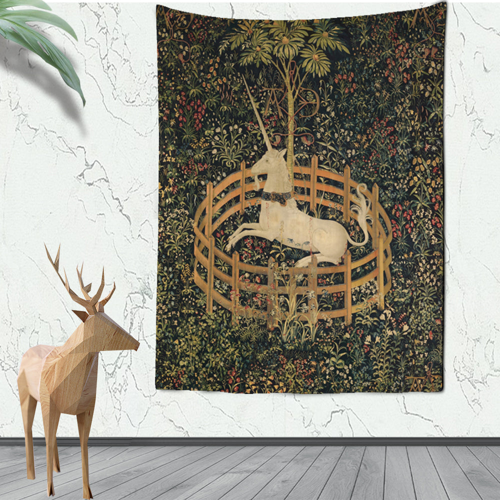 Unicorn In Garden Wall Tapestry