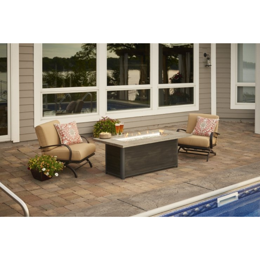 The Outdoor Greatroom Company Brown Cedar Ridge Linear Gas Fire Pit Table (CR-1242-K)