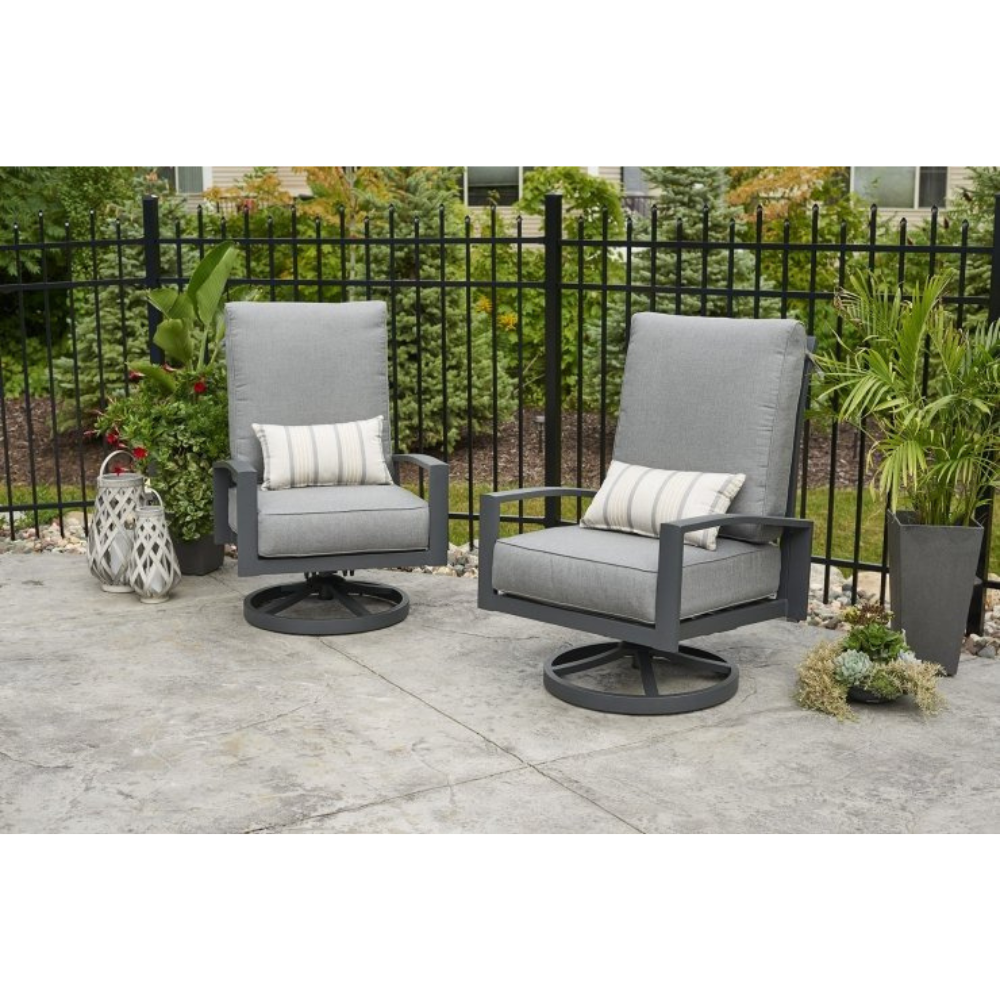 The Outdoor Greatroom Company Cast Slate Lyndale Highback Swivel Rocking Chairs (LSR-CS)