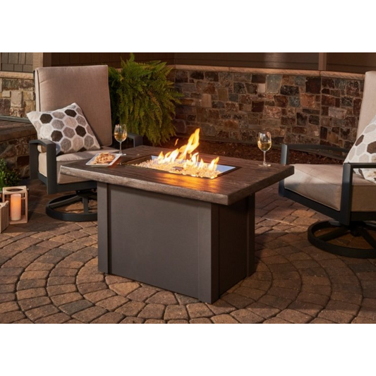 The Outdoor Greatroom Company Driftwood Havenwood Rectangular Gas Fire Pit Table with Grey Base (HVDG-1224-K)