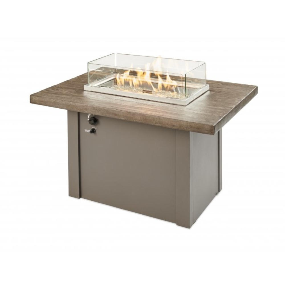 The Outdoor Greatroom Company Driftwood Havenwood Rectangular Gas Fire Pit Table with Grey Base (HVDG-1224-K)