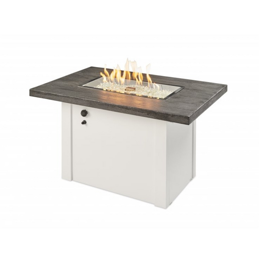 The Outdoor Greatroom Company Stone Grey Havenwood Rectangular Gas Fire Pit Table with White Base (HVGW-1224-K)