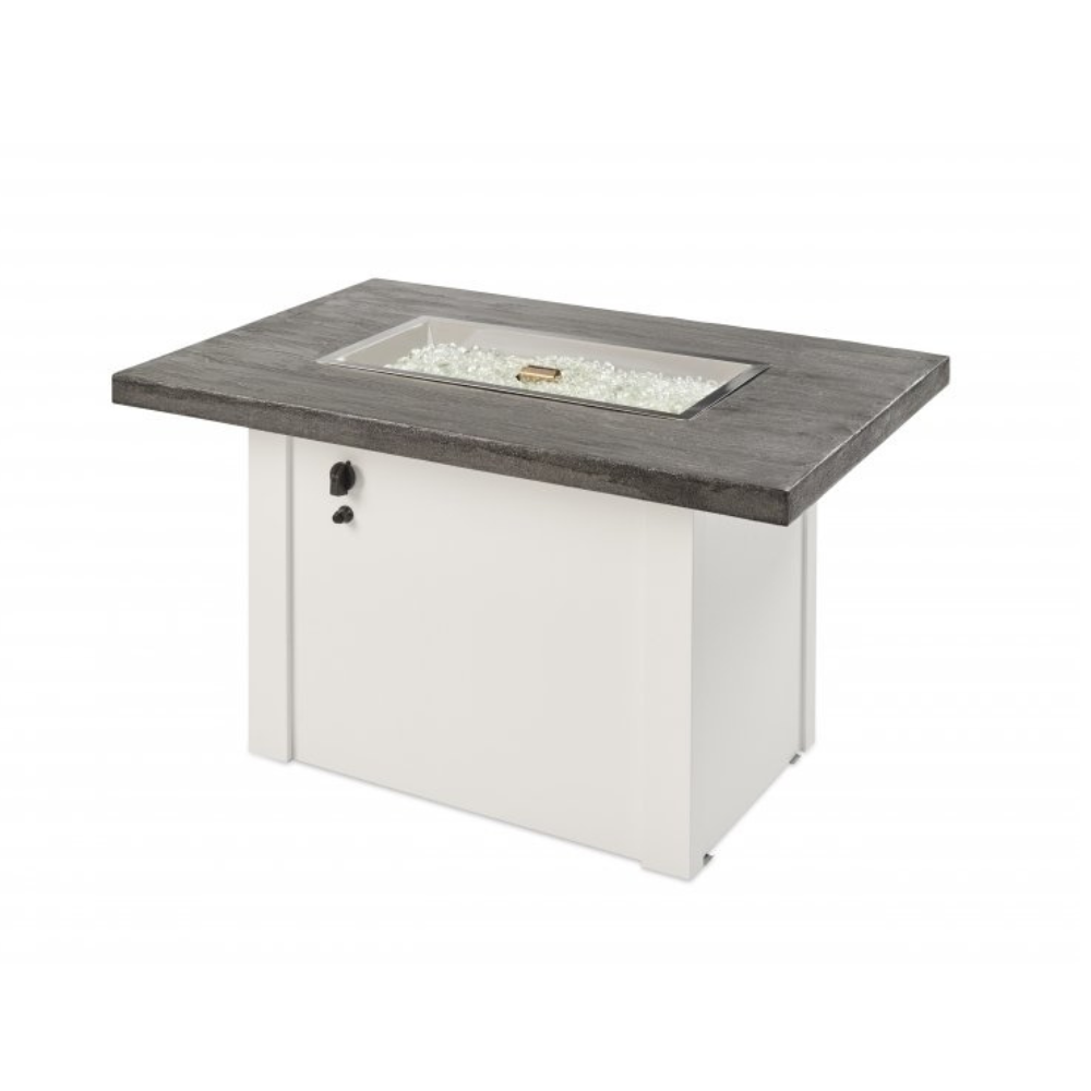 The Outdoor Greatroom Company Stone Grey Havenwood Rectangular Gas Fire Pit Table with White Base (HVGW-1224-K)