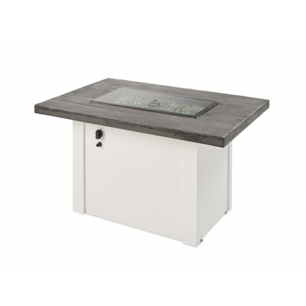 The Outdoor Greatroom Company Stone Grey Havenwood Rectangular Gas Fire Pit Table with White Base (HVGW-1224-K)