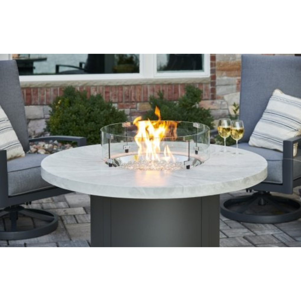 The Outdoor Greatroom Company White Onyx Beacon Round Gas Fire Pit Table (BC-20-WO)