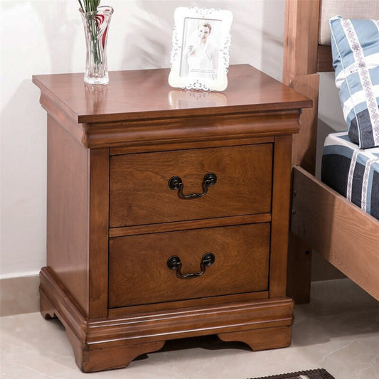 Traditional Rectangular Nightstand 2 Drawers