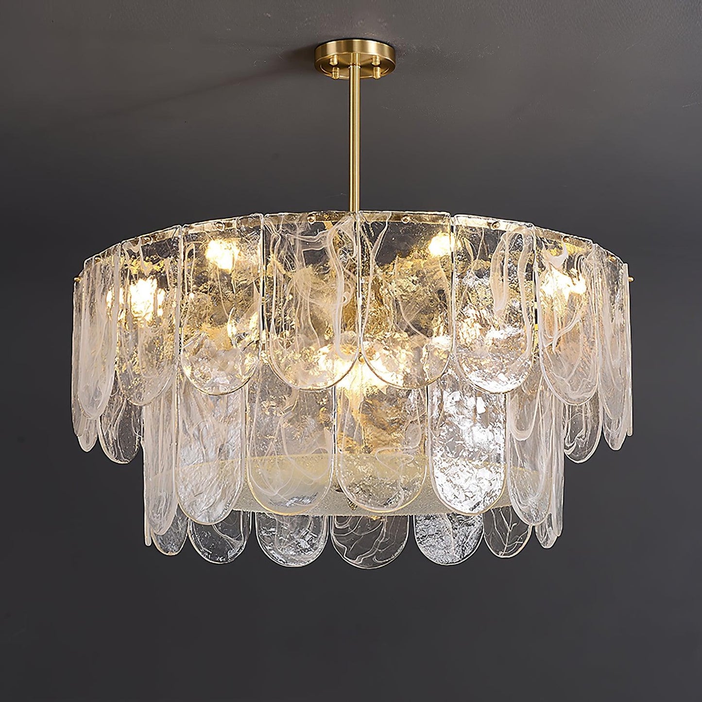 Traditional Classic Metal Glass Chandelier