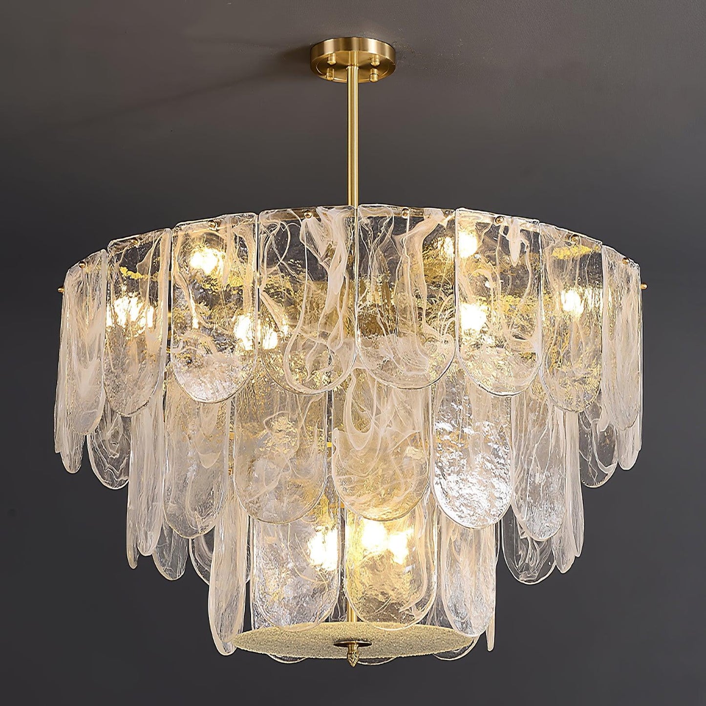 Traditional Classic Metal Glass Chandelier