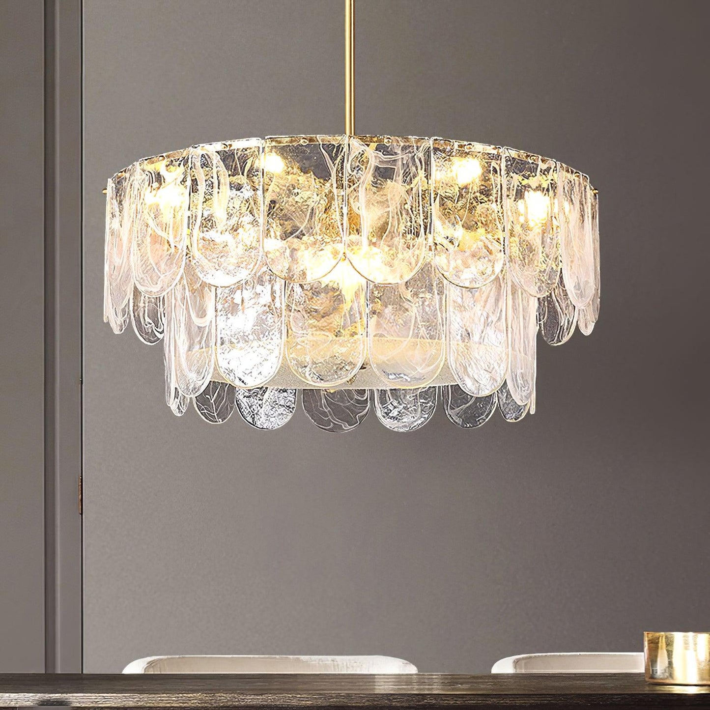 Traditional Classic Metal Glass Chandelier