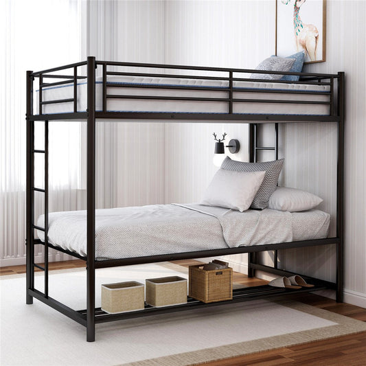 Twin Over Twin Bunk Bed with Storage Black