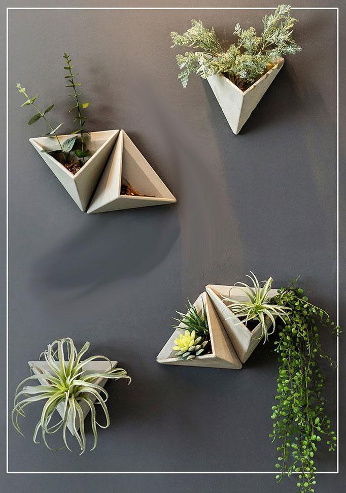 Hernan - Modern Cement Triangle Wall Planter - Nordic Side - 05-10