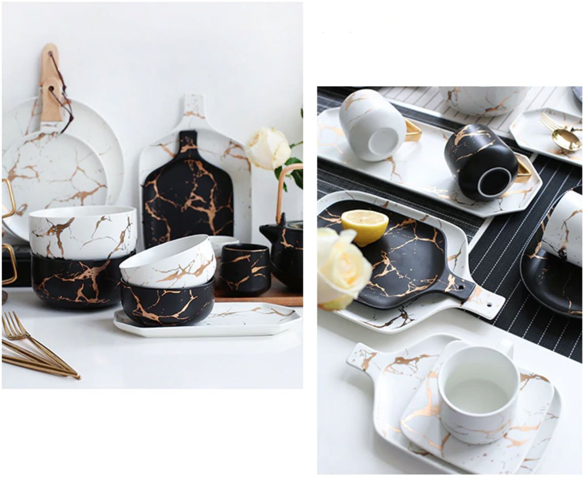 Various Gold Marble Ceramics - Nordic Side - 