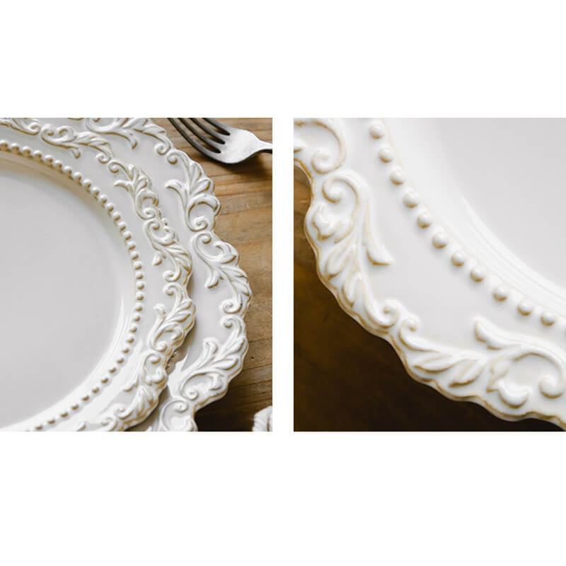 Vintage Embossed Ceramic Dinner Plate