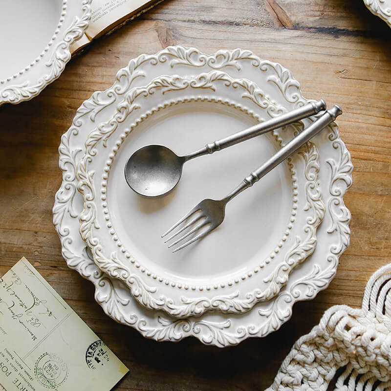 Vintage Embossed Ceramic Dinner Plate