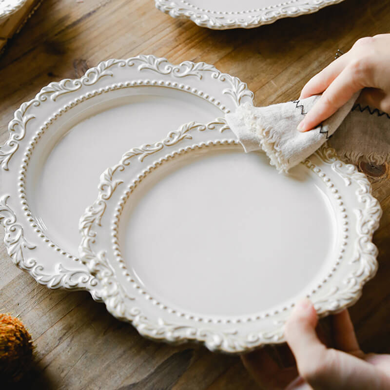 Vintage Embossed Ceramic Dinner Plate