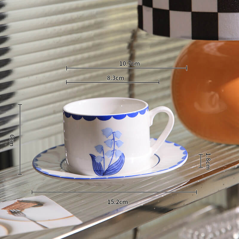 Vintage Flower Pattern Ceramic Cup and Saucer