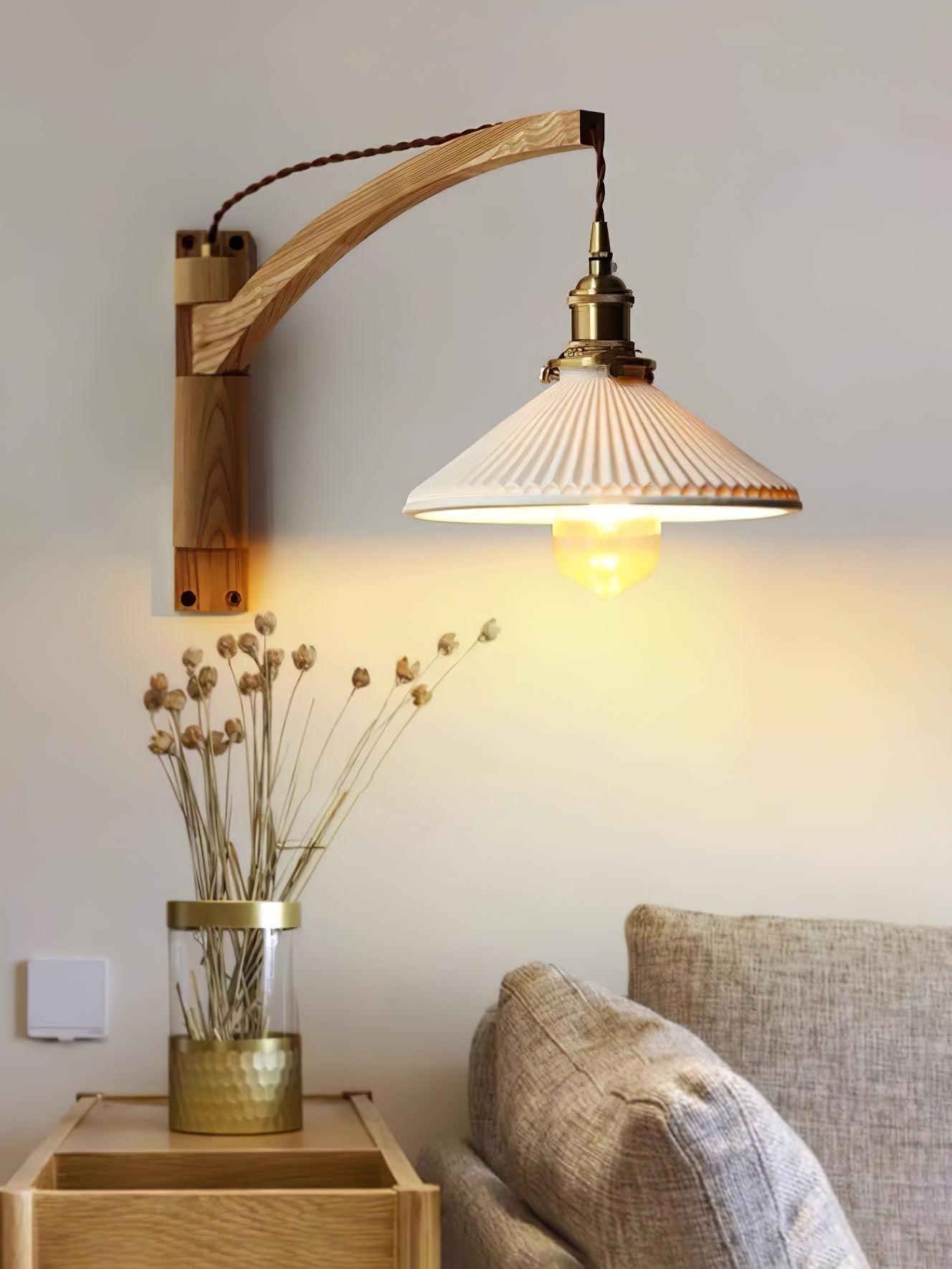 Walnut Swing Arm Wall Lamp