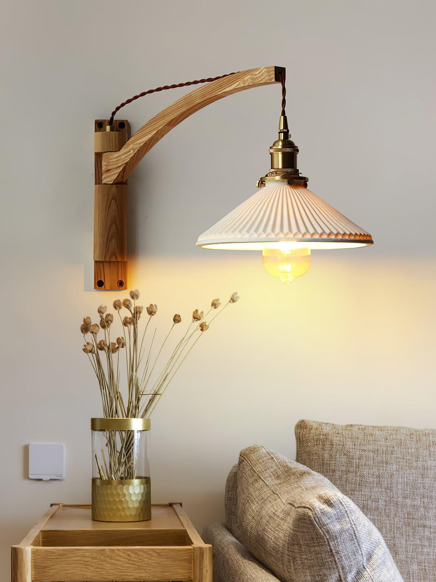 Walnut Swing Arm Wall Lamp