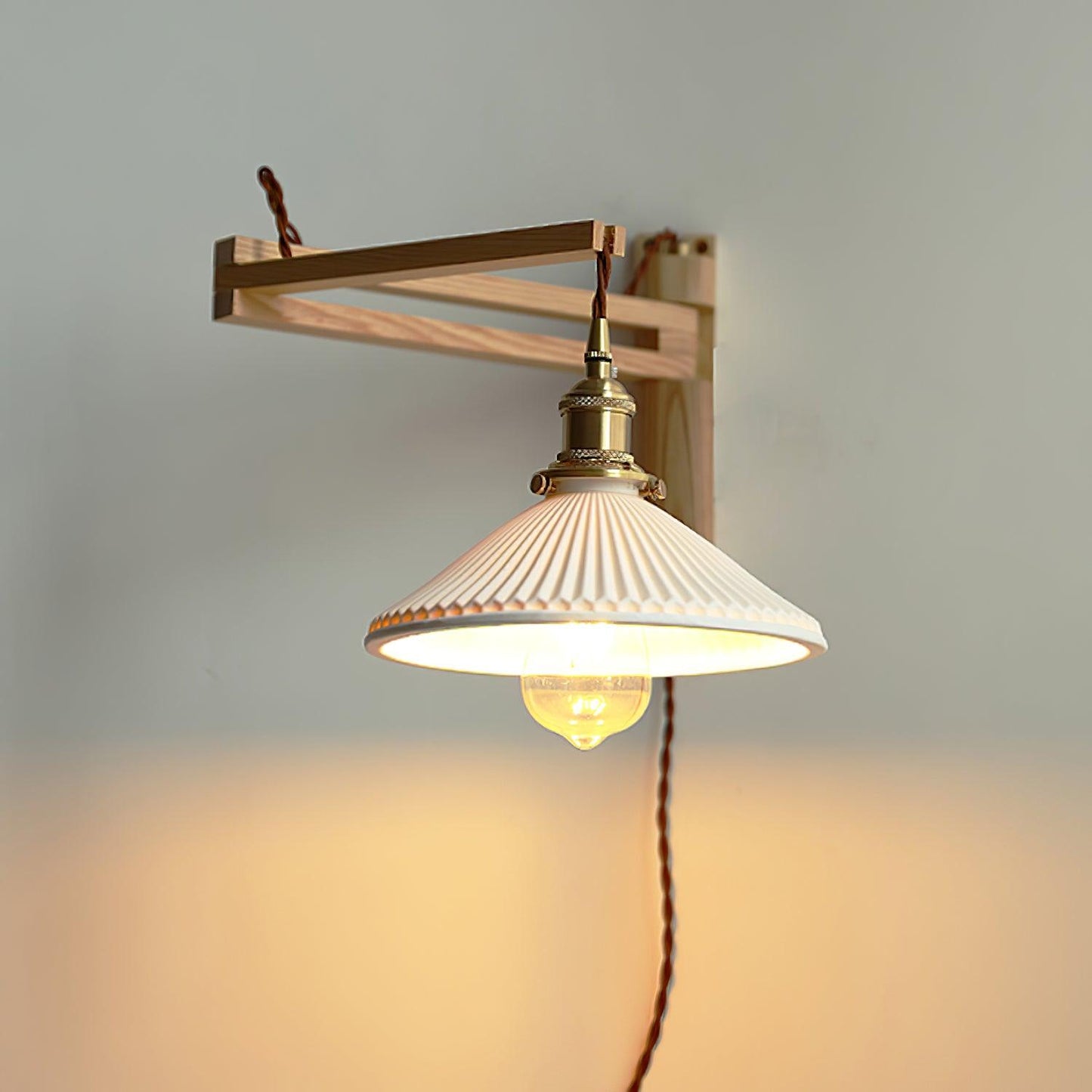 Walnut Swing Arm Wall Lamp