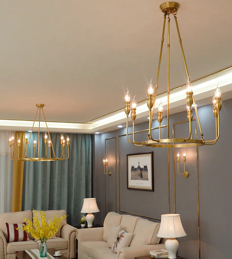 Warm Antique Brass Ring Chandelier