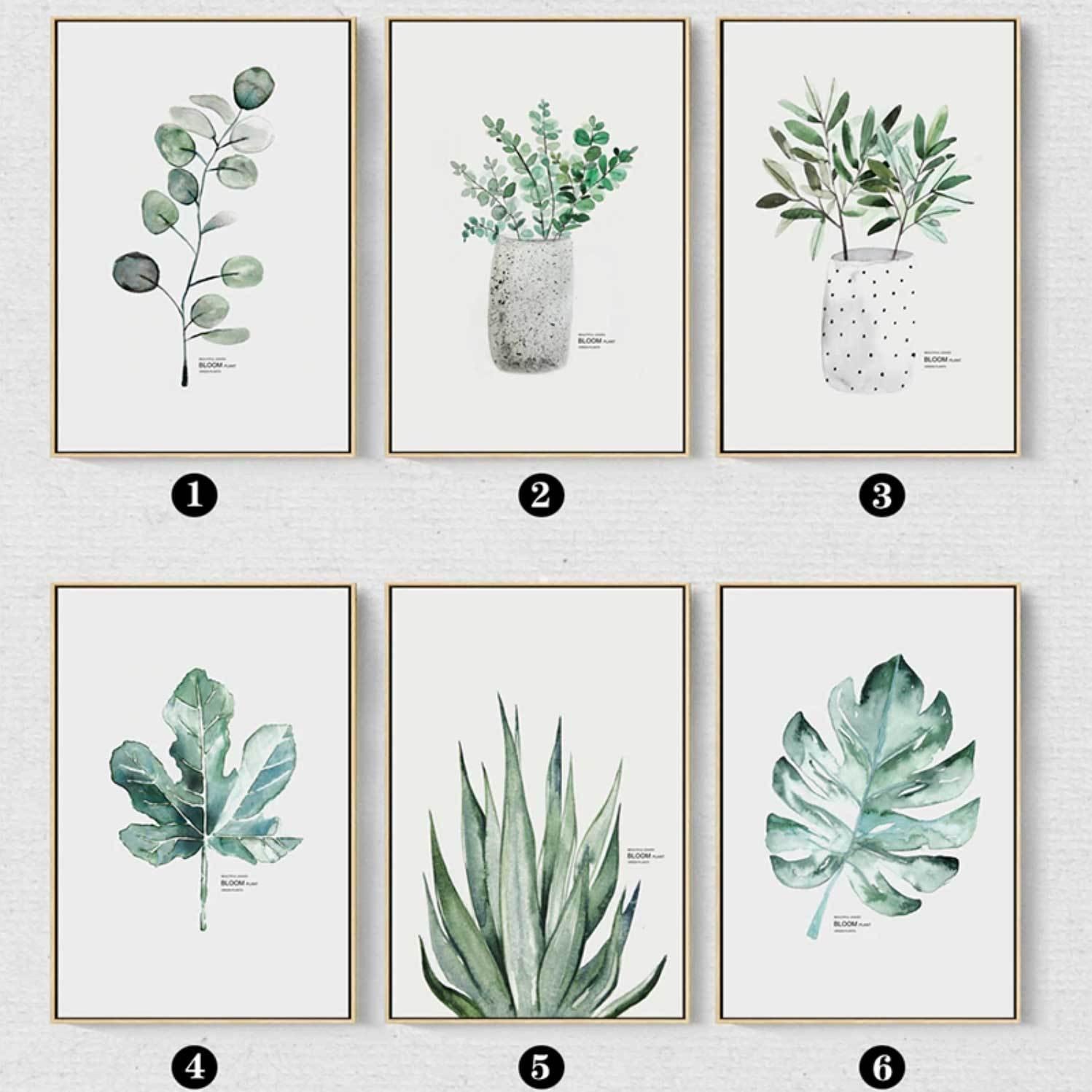 Watercolour Green Plants - Nordic Side - 