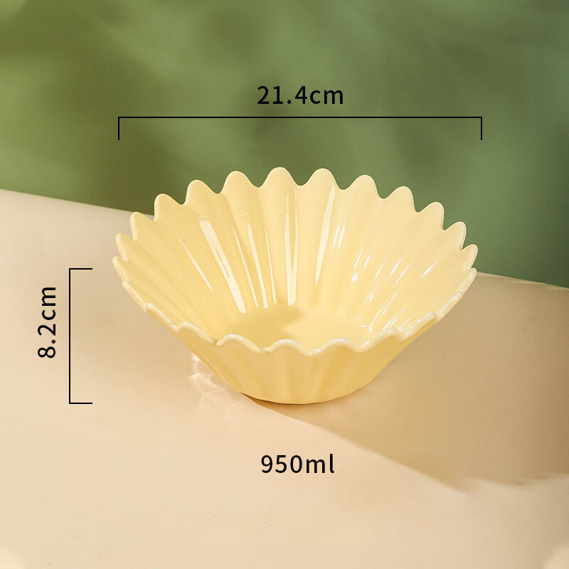 Wavy Edge Ceramic Serving Bowl