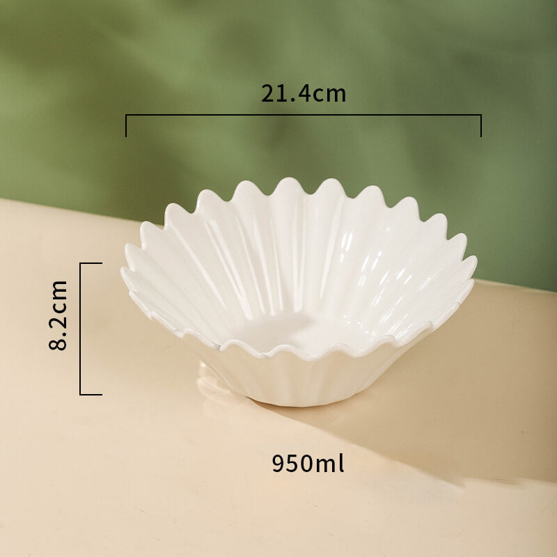 Wavy Edge Ceramic Serving Bowl