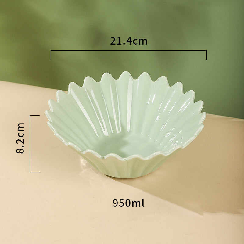 Wavy Edge Ceramic Serving Bowl