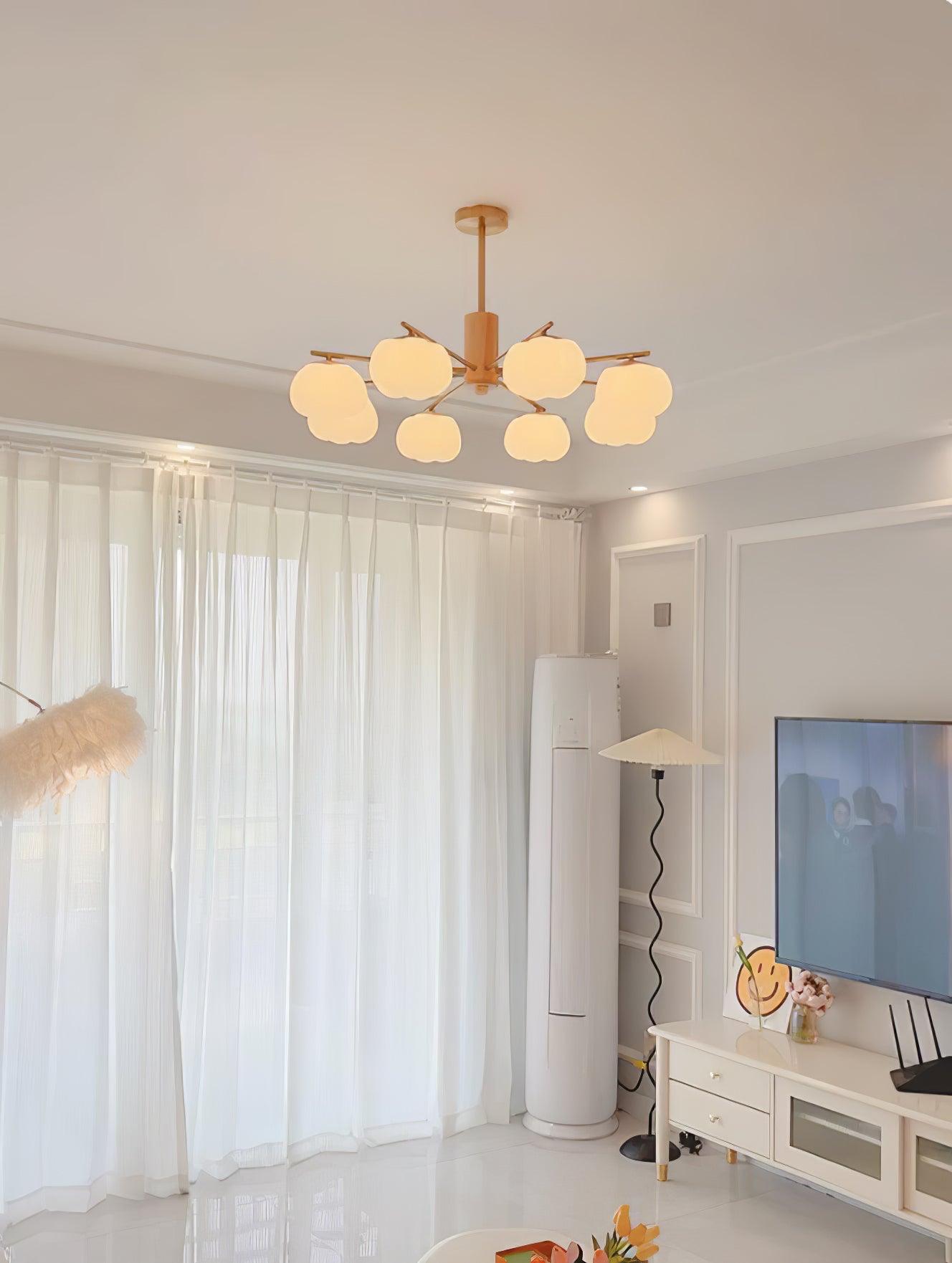 Wooden Cotton Balls Chandelier