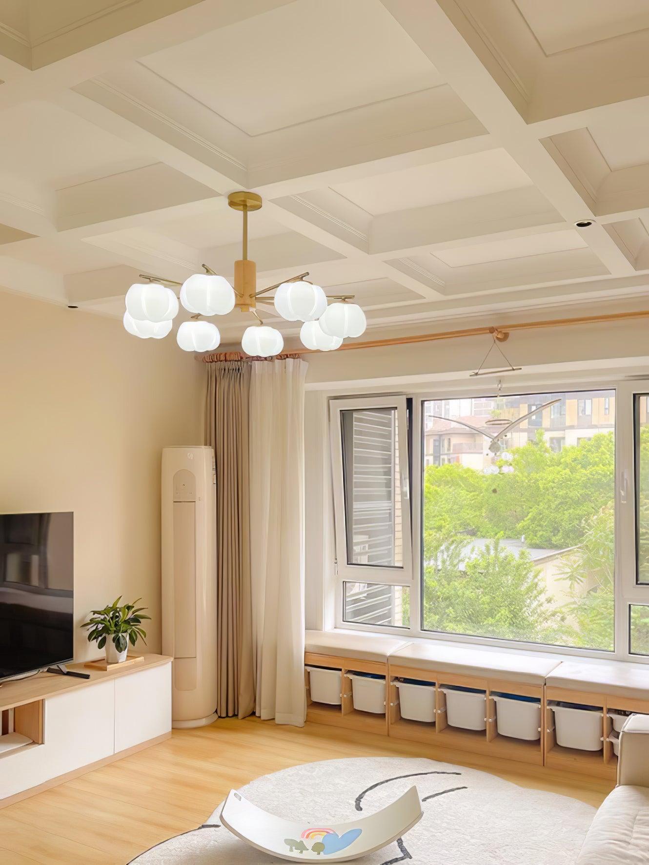 Wooden Cotton Balls Chandelier