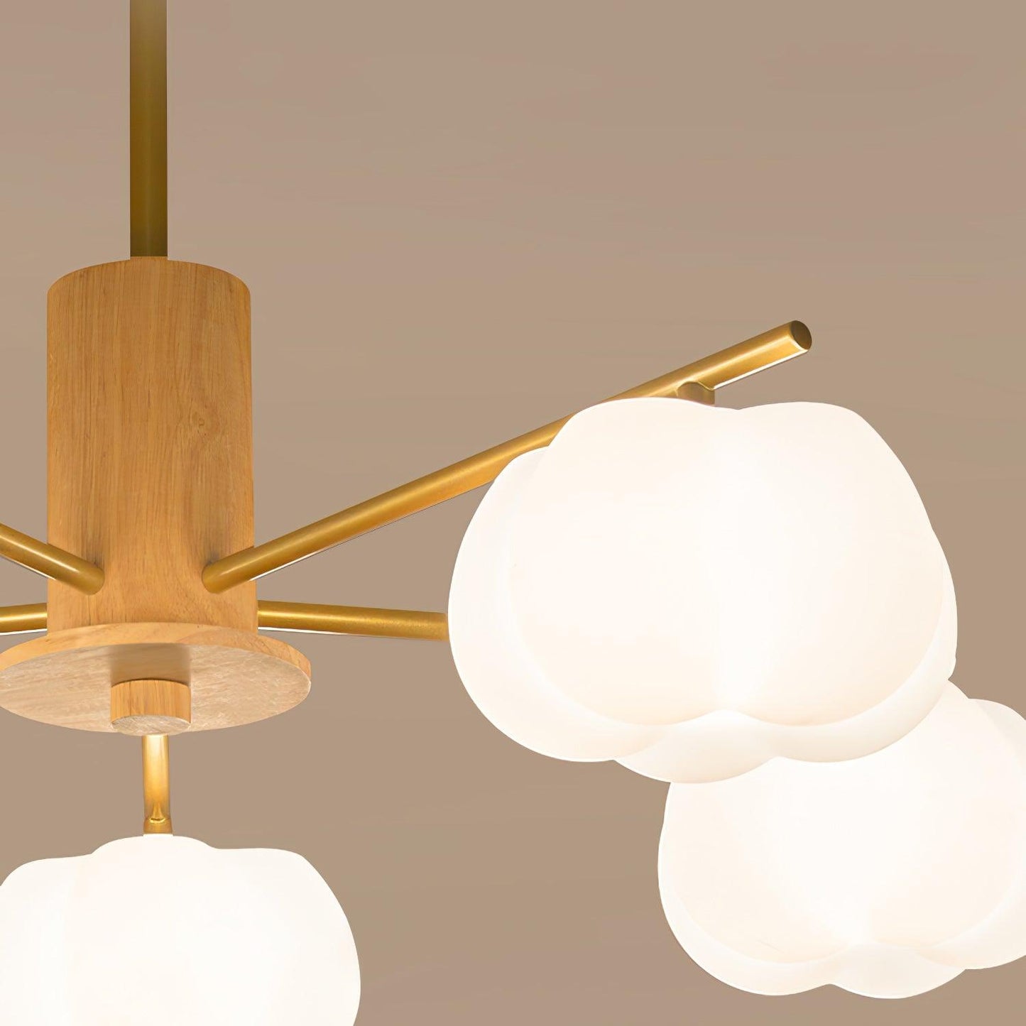 Wooden Cotton Balls Chandelier