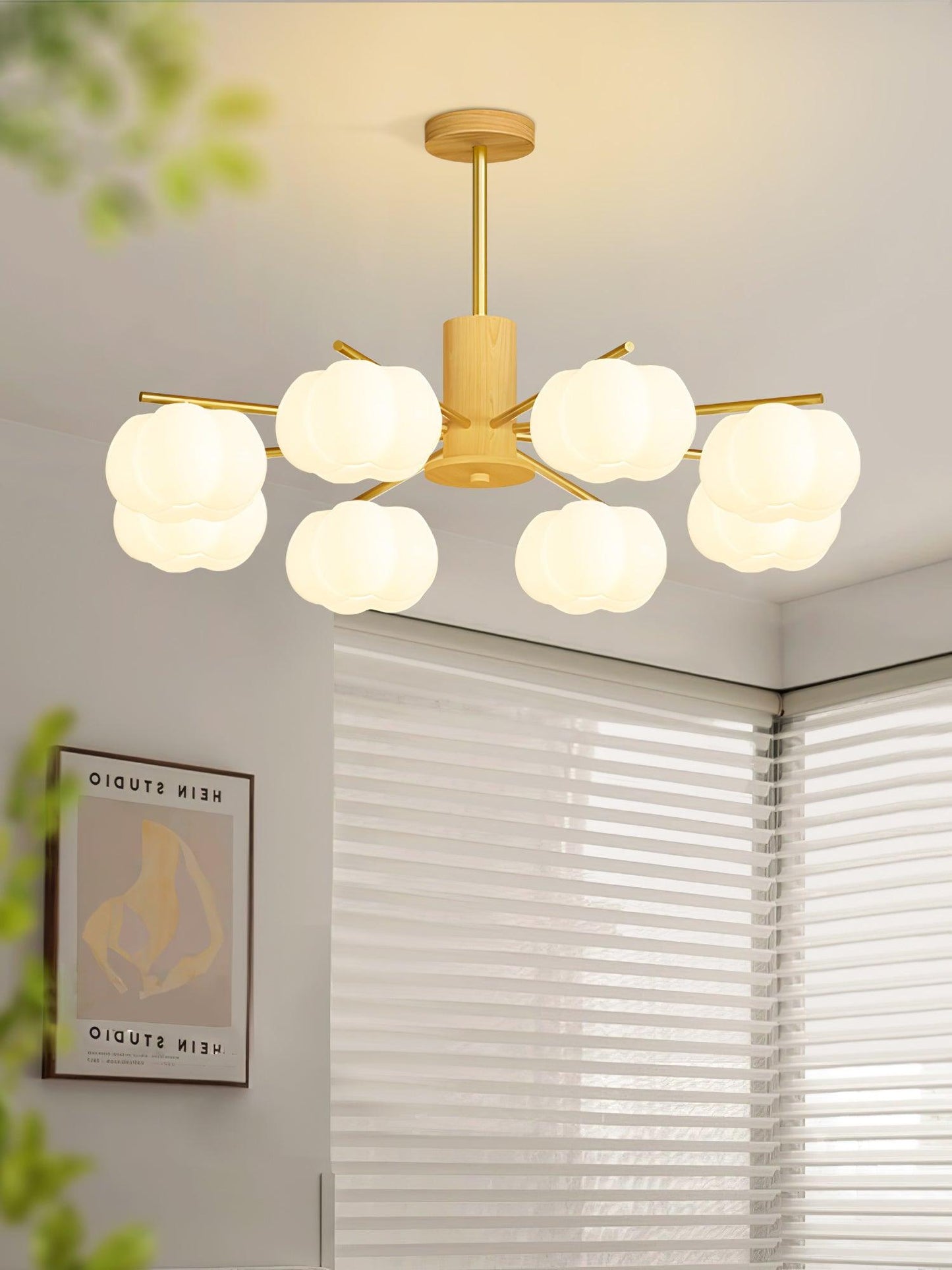 Wooden Cotton Balls Chandelier