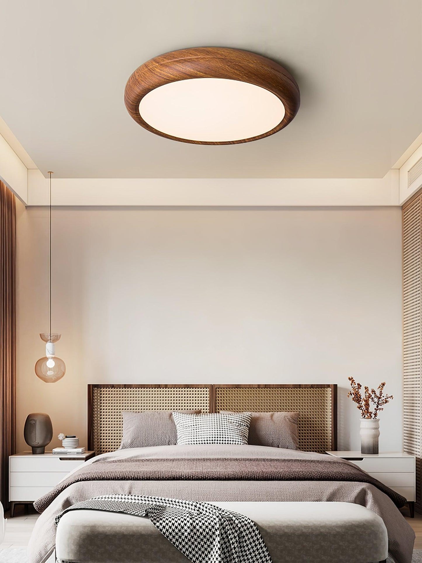 Wood Grain Round Ceiling Lamp