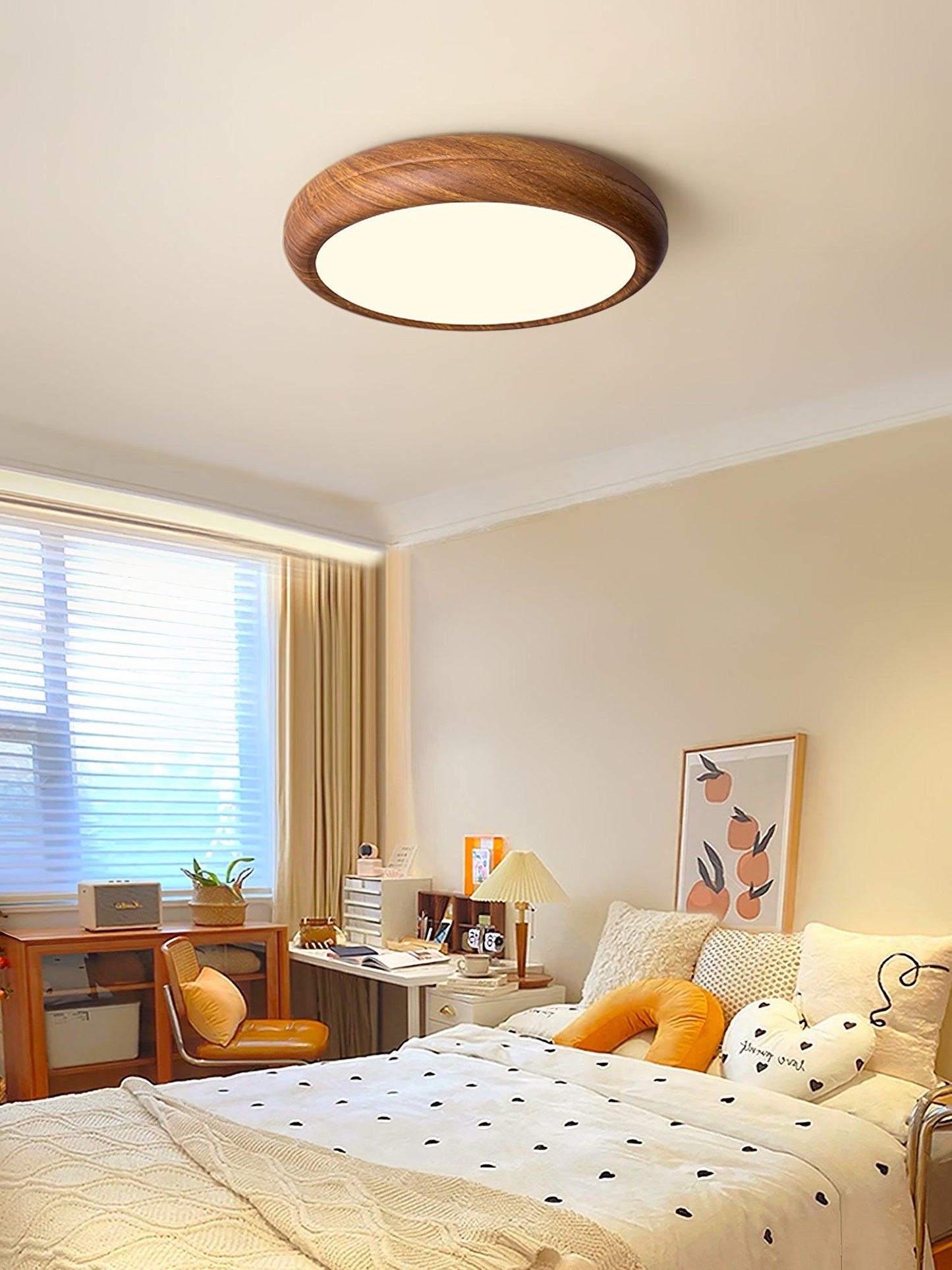 Wood Grain Round Ceiling Lamp