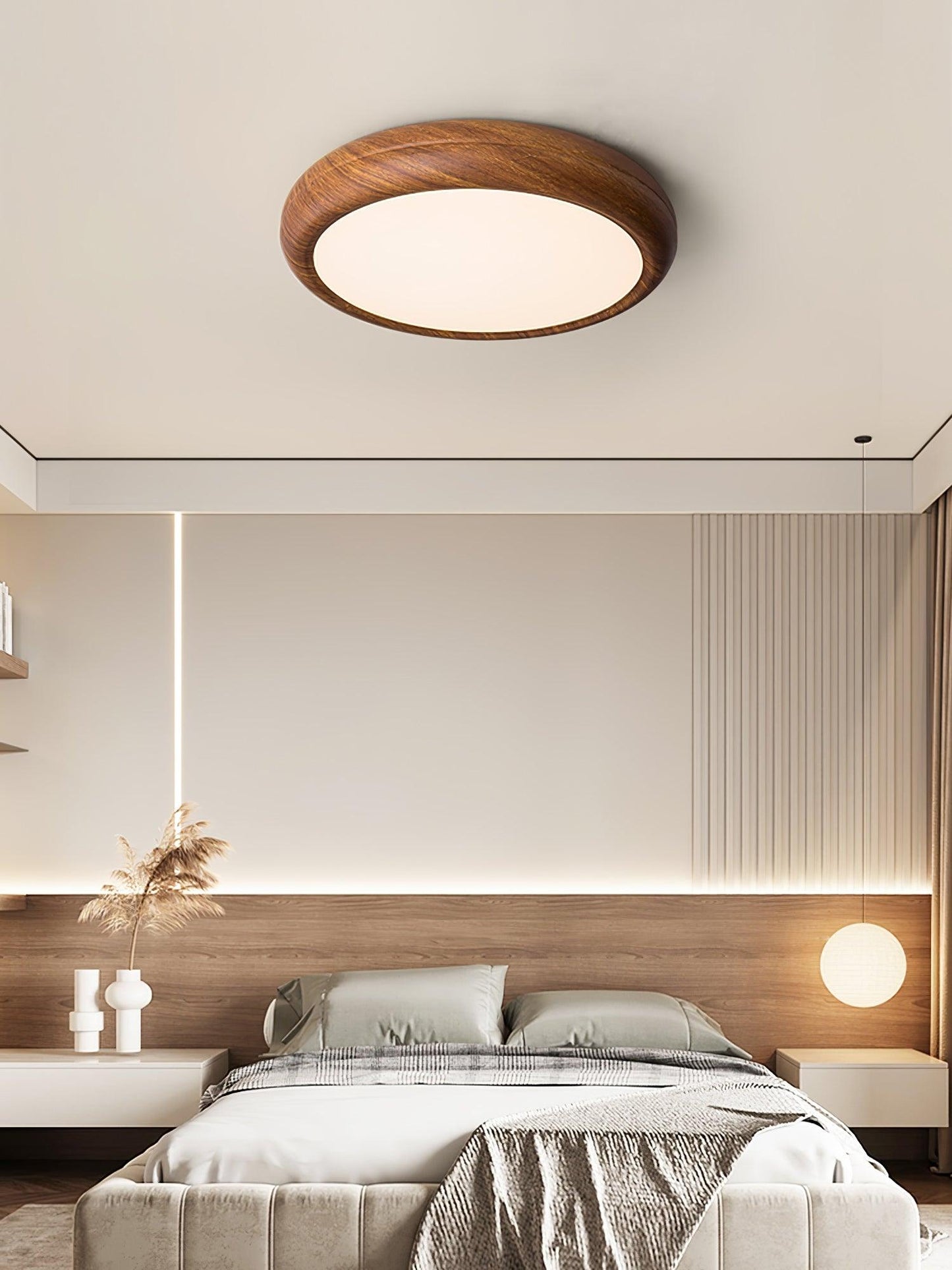 Wood Grain Round Ceiling Lamp