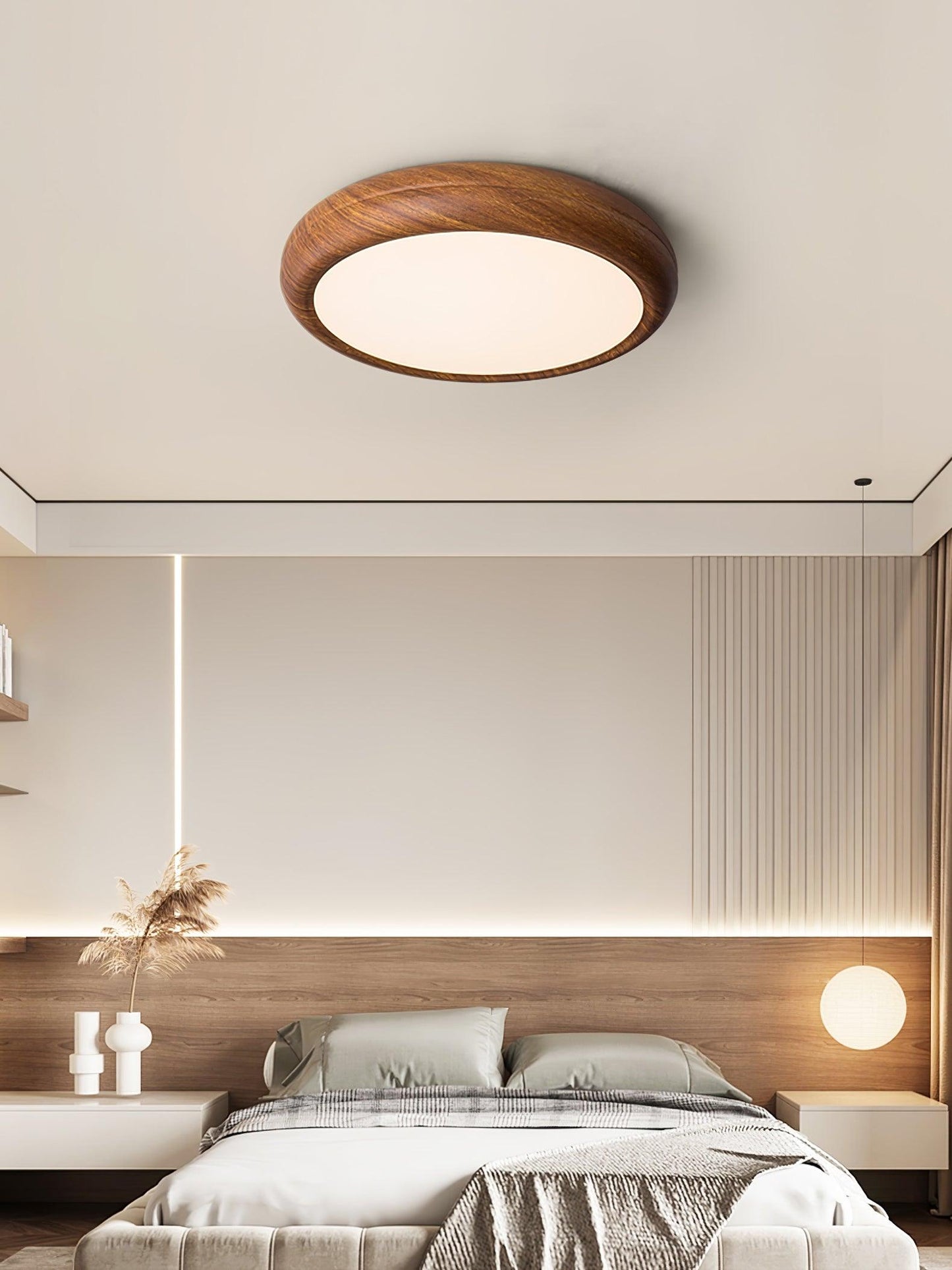 Wood Grain Round Ceiling Lamp