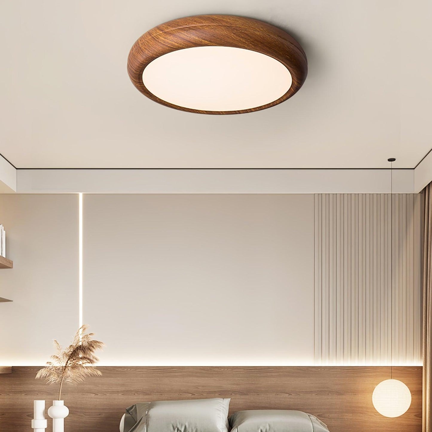 Wood Grain Round Ceiling Lamp