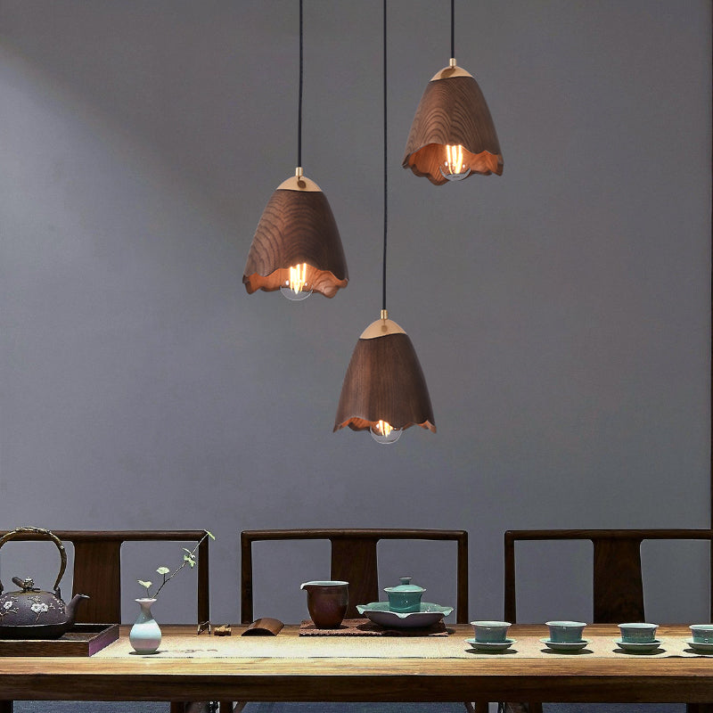 Wooden Bell Pendant Light Fixture